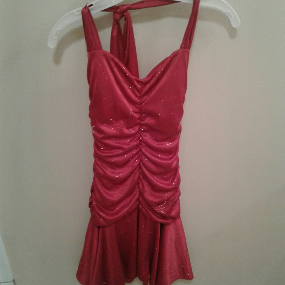Ruby Rox Sparkle Red Ruched Prom Dress Medium - Picture 2 of 5
